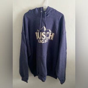 Busch Light Beer Hoodie Men’s 2XL Blue Pullover Sweatshirt Super Soft NWOT